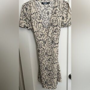 missguided Half Button Tea Dress Floral Uk8